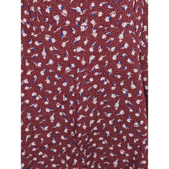 Forever 21 Burgundy Multi Woven Ditsy Floral V Neck Mini Small NWT Boho prairie - Picture 4 of 8